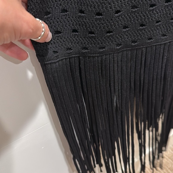 Sandro Susanne Knitted Fringe Tassel Tank Dress Black - size 38 - Picture 6 of 7